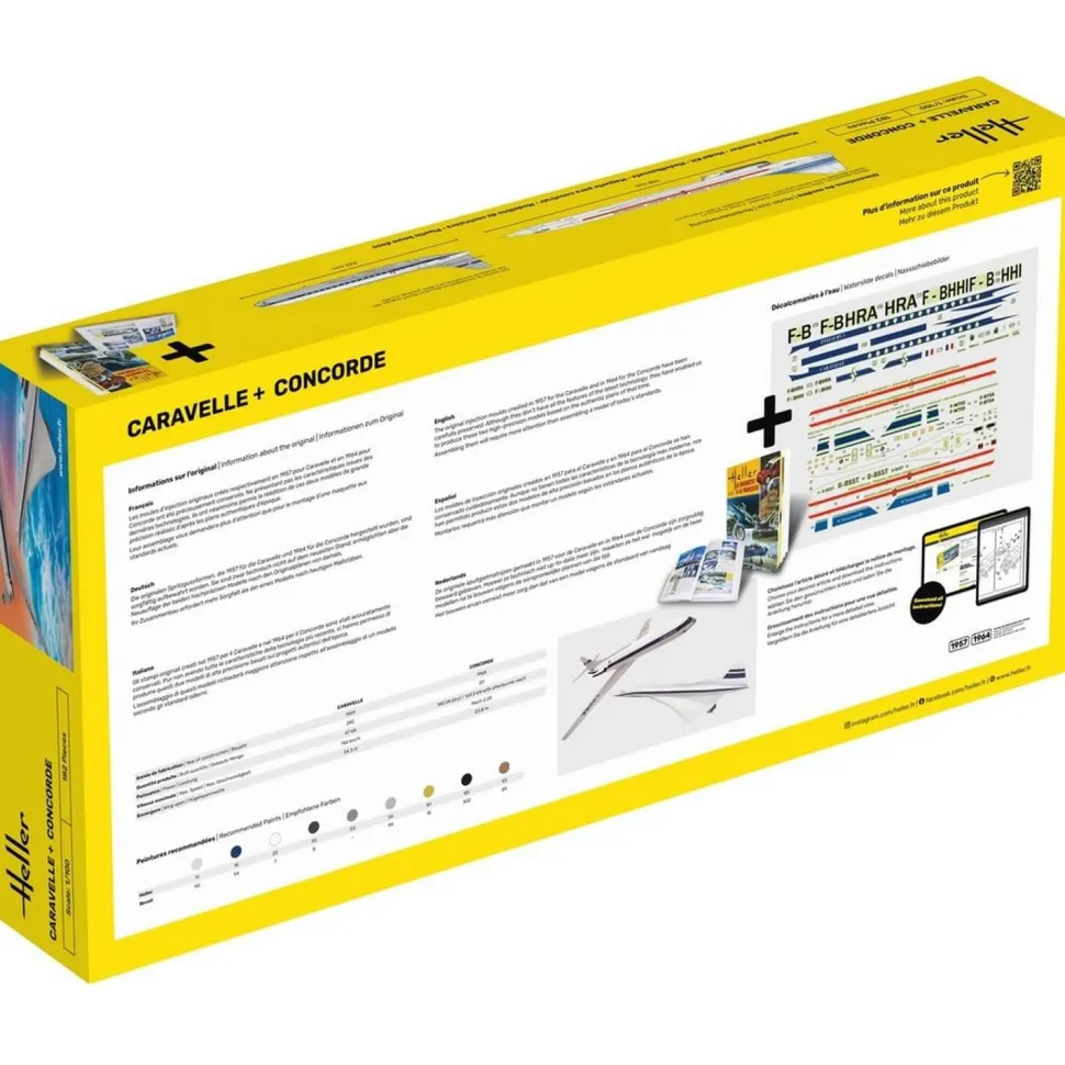 Maquettes Avions : STARTER KIT - Caravelle + Concorde - Heller