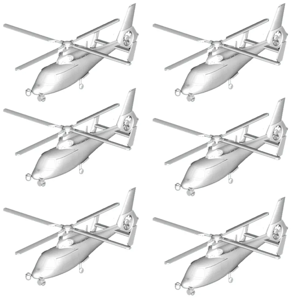 Maquettes hélicoptères : Set de 6 hélicoptères Z-9 chinois - Trumpeter