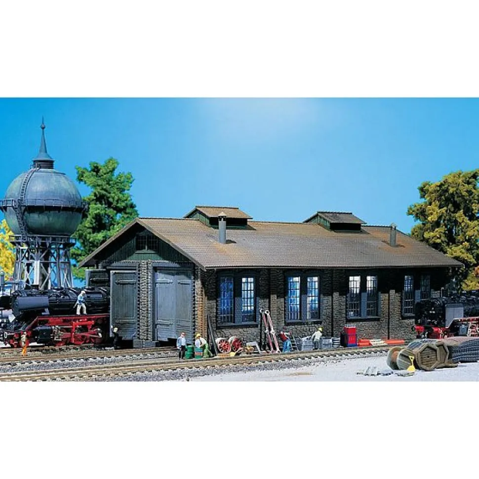 Modélisme ferroviaire HO : Remise à locomotives 2 places - Faller