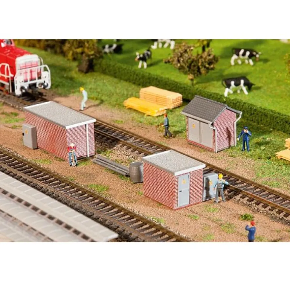 Modélisme ferroviaire HO : 3 stations de transformateur Brique - Faller
