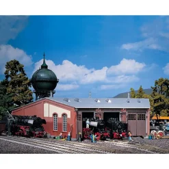 Modélisme ferroviaire HO : Rotonde à locomotive - 3 emplacements (exécution longue) - Faller