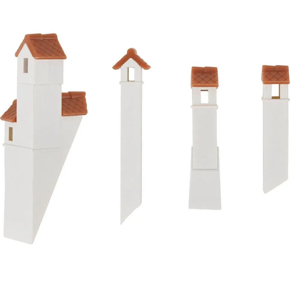 Modélisme HO : 4 cheminées à couronne en briques - Faller