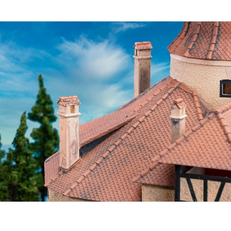 Modélisme HO : 4 cheminées à couronne en briques - Faller