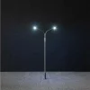 Modélisme HO : Éclairage public LED, lampadaire, deux bras - Faller