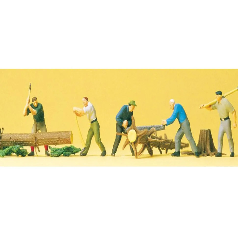 Modélisme HO : Figurines : Bûcherons et Troncs de bois - Preiser