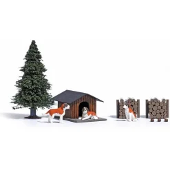 Modélisme HO : Set de 3 chiens Saint-Bernard - Busch