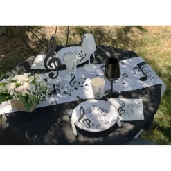 Paquet de 10 Assiettes Musique Clé de sol, Blanc - RueDeLaFete