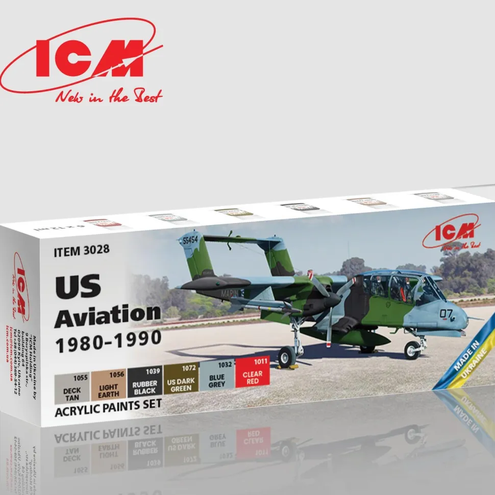 Peintures acryliques pour aviation américaine 1980-1990 - 6 x 12 ml - ICM