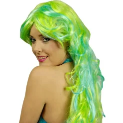 Perruque Sirène cheveux longs, Vert/turquoise - RueDeLaFete