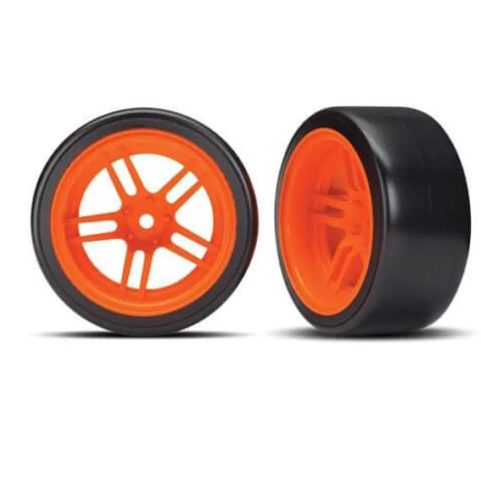 Pneus + Jantes Arriere Orange 1,9 Drift (2) - Traxxas - Traxxas
