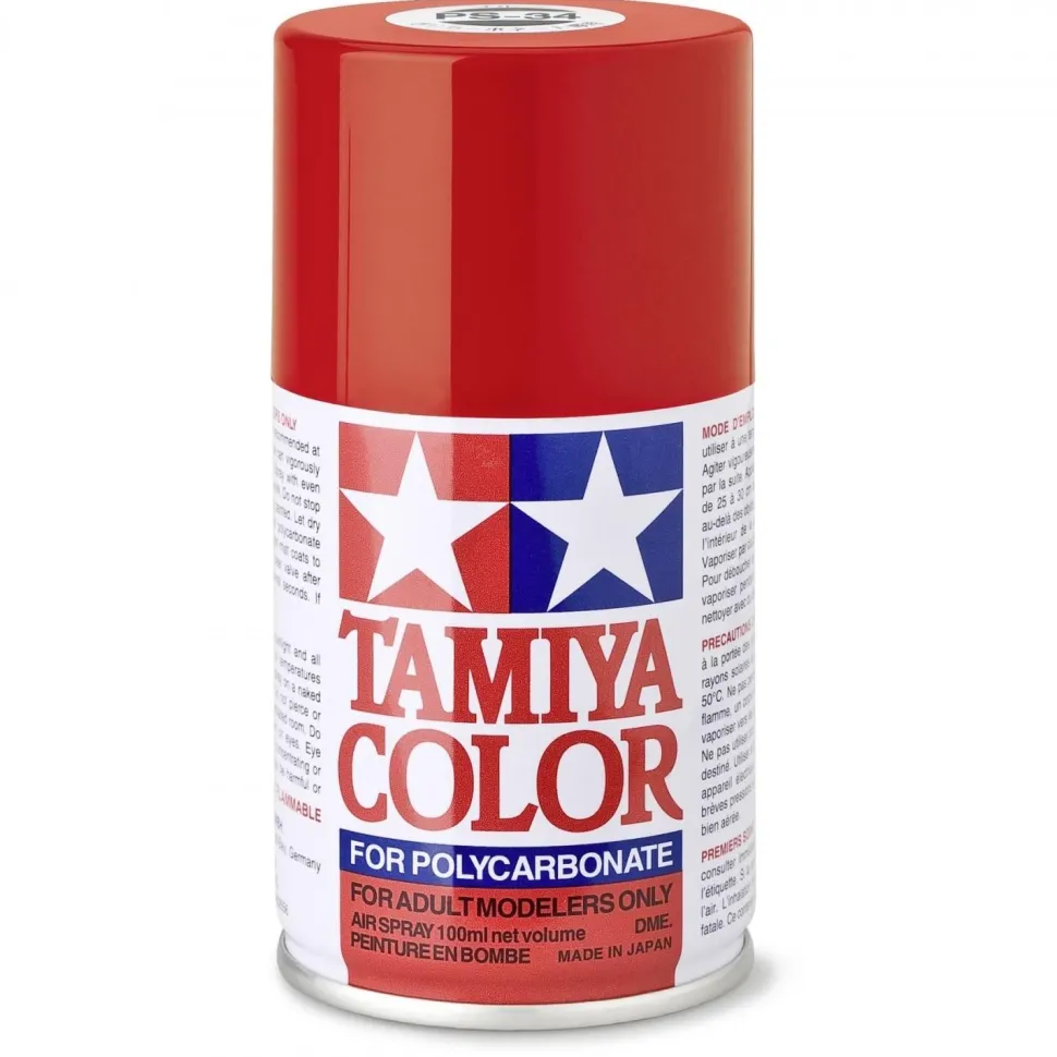 PS34 - Peinture en bombe 100 ml : rouge ferrari - Tamiya