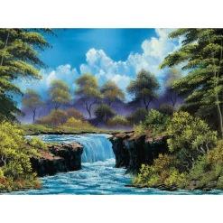 Puzzle 1000 pièces : Bob Ross : Chute d'eau dans la clairière - Schmidt