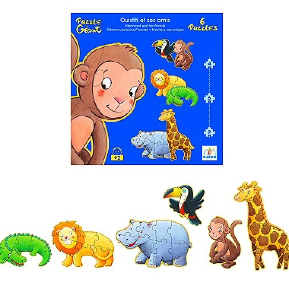 Puzzle 38 pièces - 6 puzzles : Ouistiti et ses amis - Djeco