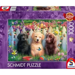 Puzzle 1000 pièces : Adorable scène de chiots - Schmidt
