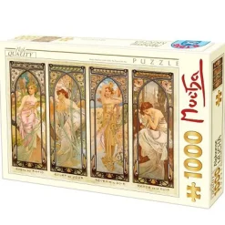 Puzzle 1000 pièces - Alphonse Mucha : Les heures du jour - DToys