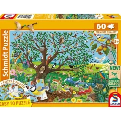 Puzzle 60 pièces : Animaux dans le jardin - Schmidt