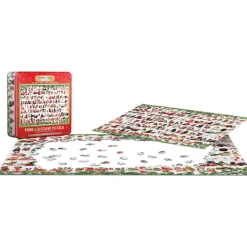 Puzzle 1000 pièces : Boîte métal : Chiens de Noël - Eurographics