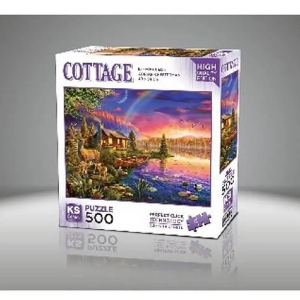 Puzzle 500 pièces : Cabane au bord du lac - Ks Games