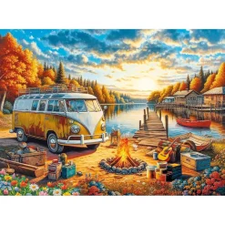 Puzzle 1000 pièces : Camp de Vosvos au Coucher de Soleil - Ks Games