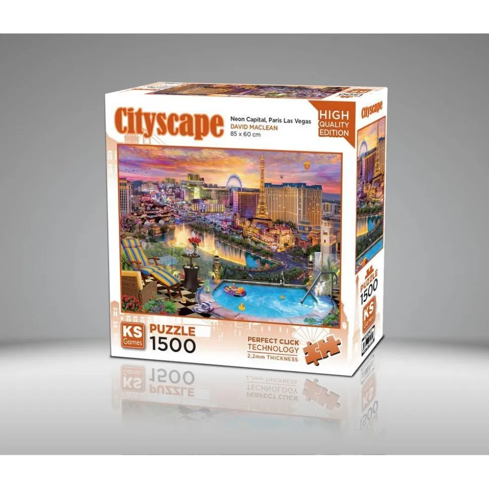 Puzzle 1500 pièces : Capitale Néon, Paris Las Vegas - Ks Games