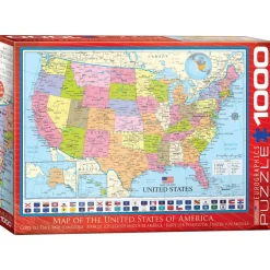 Puzzle 1000 pièces : Carte des Etats-Unis - Eurographics