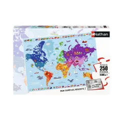 Puzzle 250 pièces : Carte du monde - Nathan