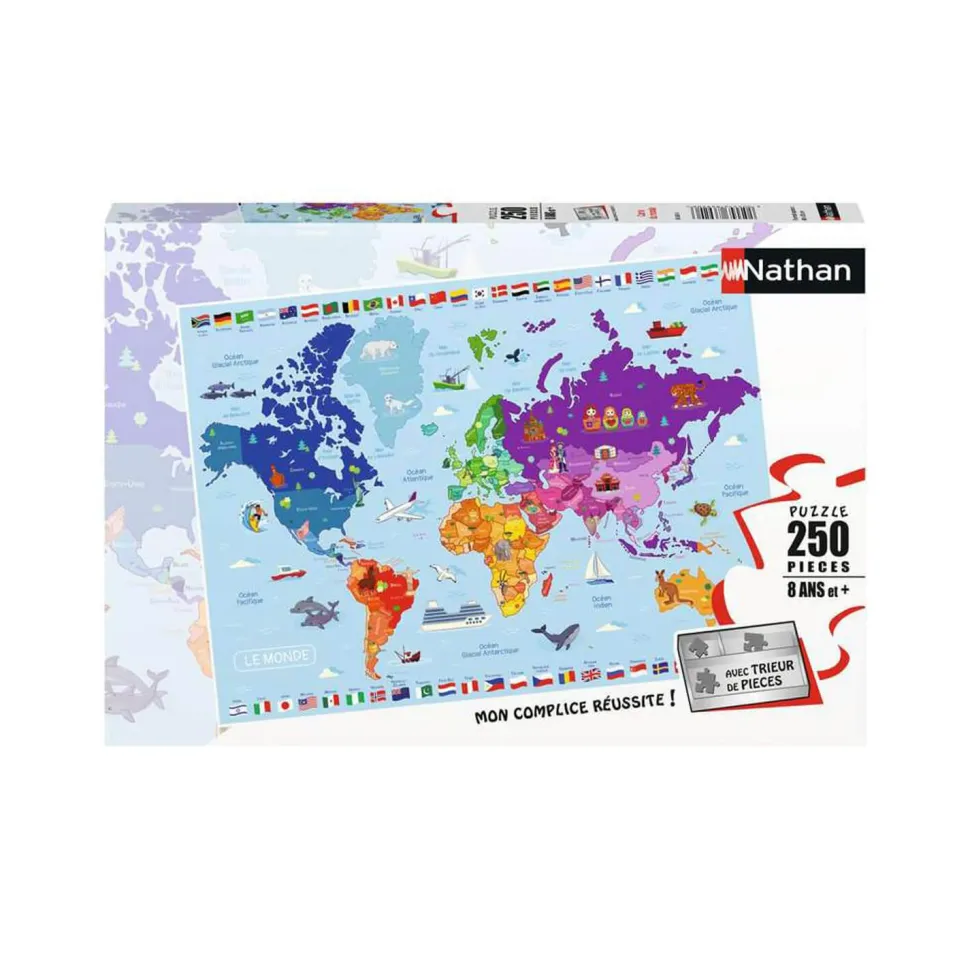 Puzzle 250 pièces : Carte du monde - Nathan