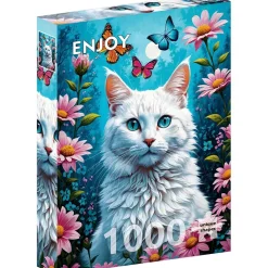 Puzzle 1000 Pièces : Chat Blanc - EnjoyPuzzle