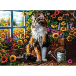 Puzzle 1000 pièces : Chat en fleurs - Castorland
