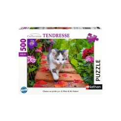 Puzzle 500 pièces : Chaton au jardin - Nathan