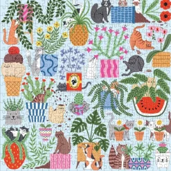 Puzzle 500 pièces : Chats dans les plantes d'intérieur - Galison