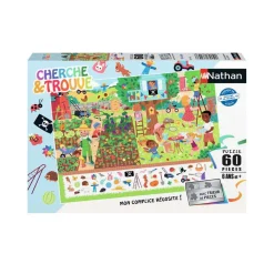 Puzzle 60 pièces : Cherche et trouve : Au jardin - Nathan