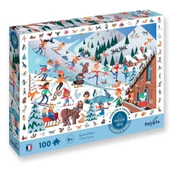 Puzzle 100 pièces : Cherche et Trouve : Sports d'Hiver - Sentosphère