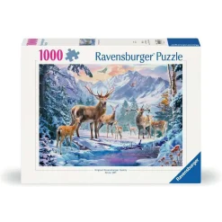 Puzzle 1000 pièces : Chevreuils et cerfs en hiver - Ravensburger