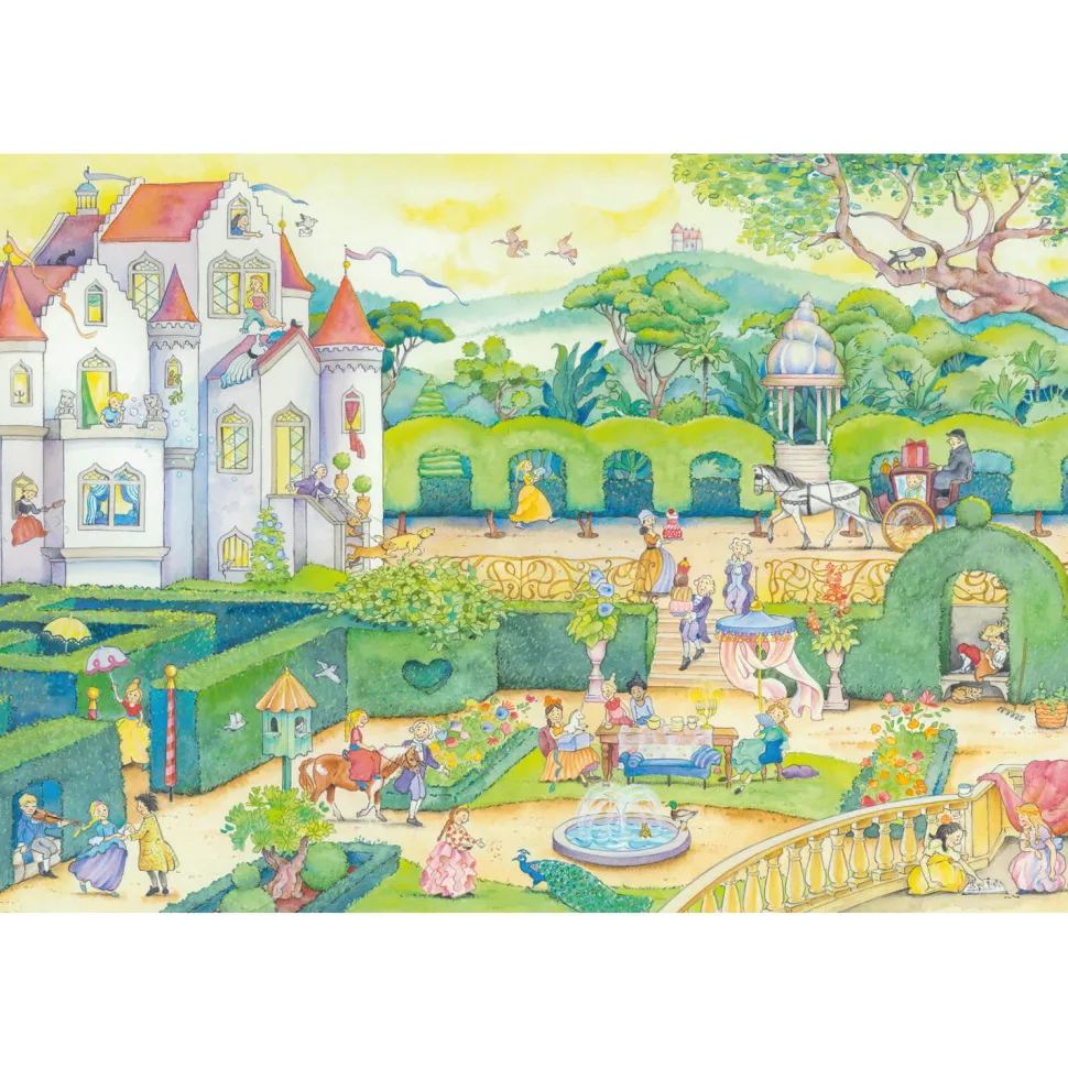 Puzzle 100 pièces : Chez les princesses de conte de fées, avec stickers - Schmidt