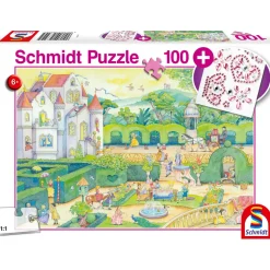 Puzzle 100 pièces : Chez les princesses de conte de fées, avec stickers - Schmidt