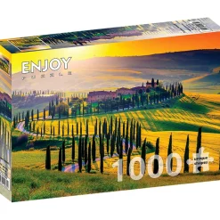 Puzzle 1000 Pièces : Coucher de soleil sur la Toscane - EnjoyPuzzle