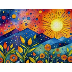 Puzzle 1000 Pièces : Coucher de soleil et Pluie - EnjoyPuzzle