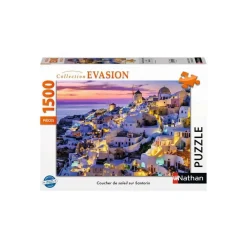 Puzzle 1500 pièces : Coucher de soleil sur Santorin - Nathan