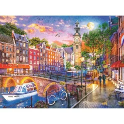 Puzzle 1000 pièces - Coucher de soleil sur Amsterdam - Ravensburger