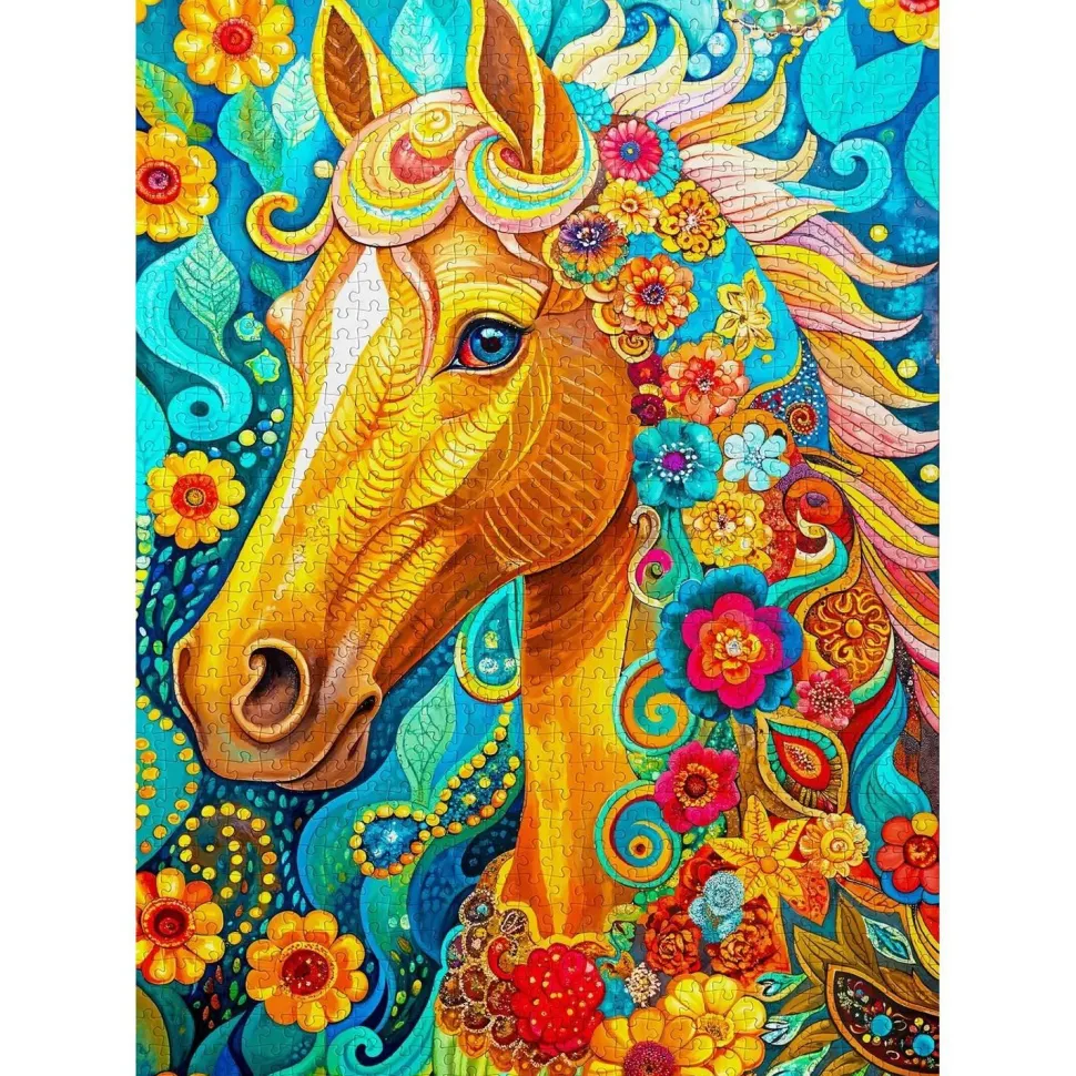 Puzzle 1000 pièces : Crinière fleurie - EnjoyPuzzle
