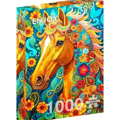 Puzzle 1000 pièces : Crinière fleurie - EnjoyPuzzle