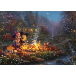 Puzzle 200 pièces : Disney, Mickey et Minnie Sweetheart Feu de camp - Schmidt