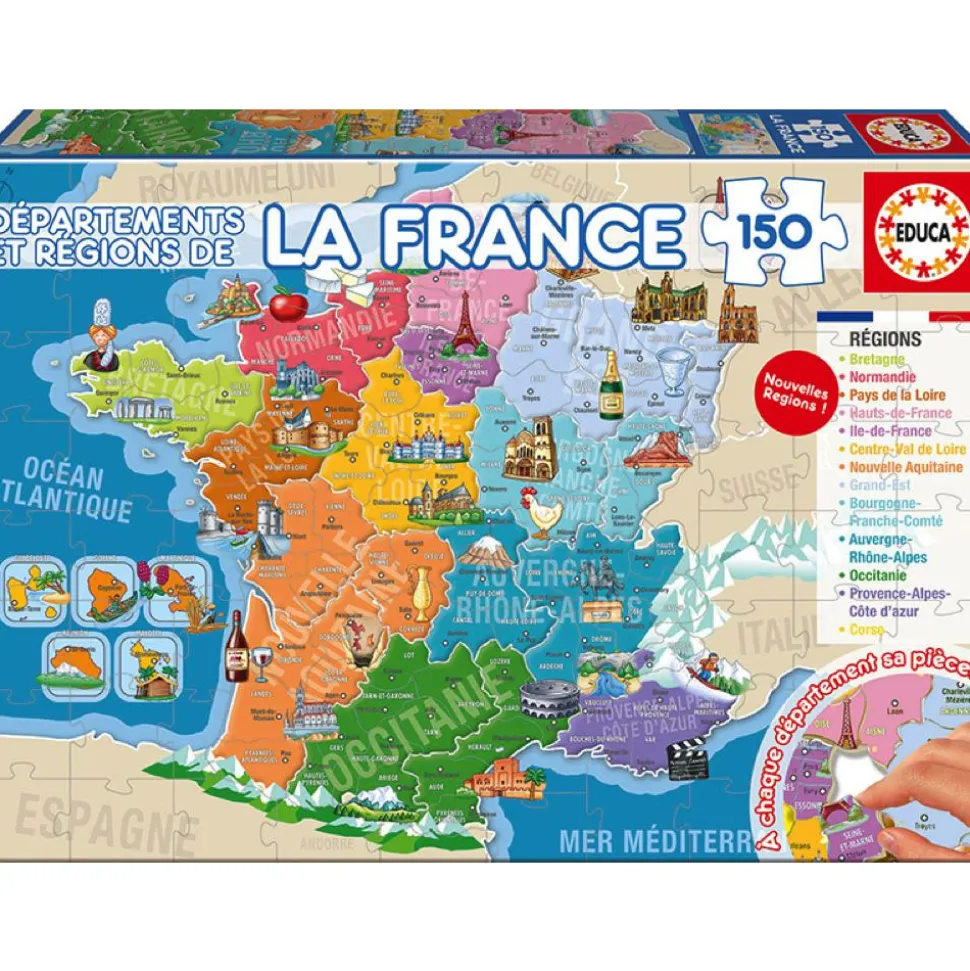 Puzzle 150 pièces : Départements et régions de la France - Educa