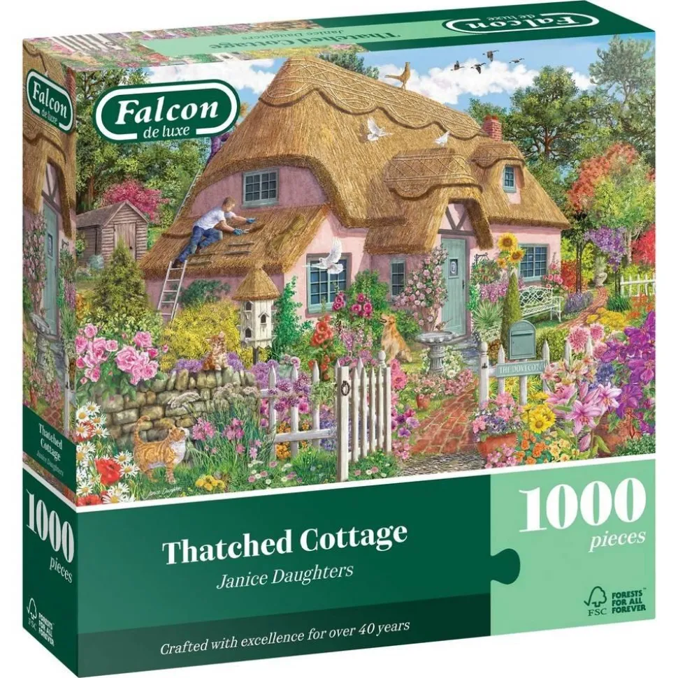 Puzzle 1000 pièces : Falcon - Cottage au toit de chaume - Jumbo