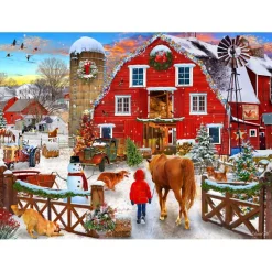 Puzzle 1000 pièces : Ferme équestre de Noël - Vermont Christmas Company
