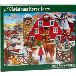 Puzzle 1000 pièces : Ferme équestre de Noël - Vermont Christmas Company