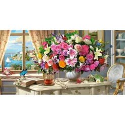 Puzzle 4000 pièces : Fleurs d'été et tasse de thé - Castorland