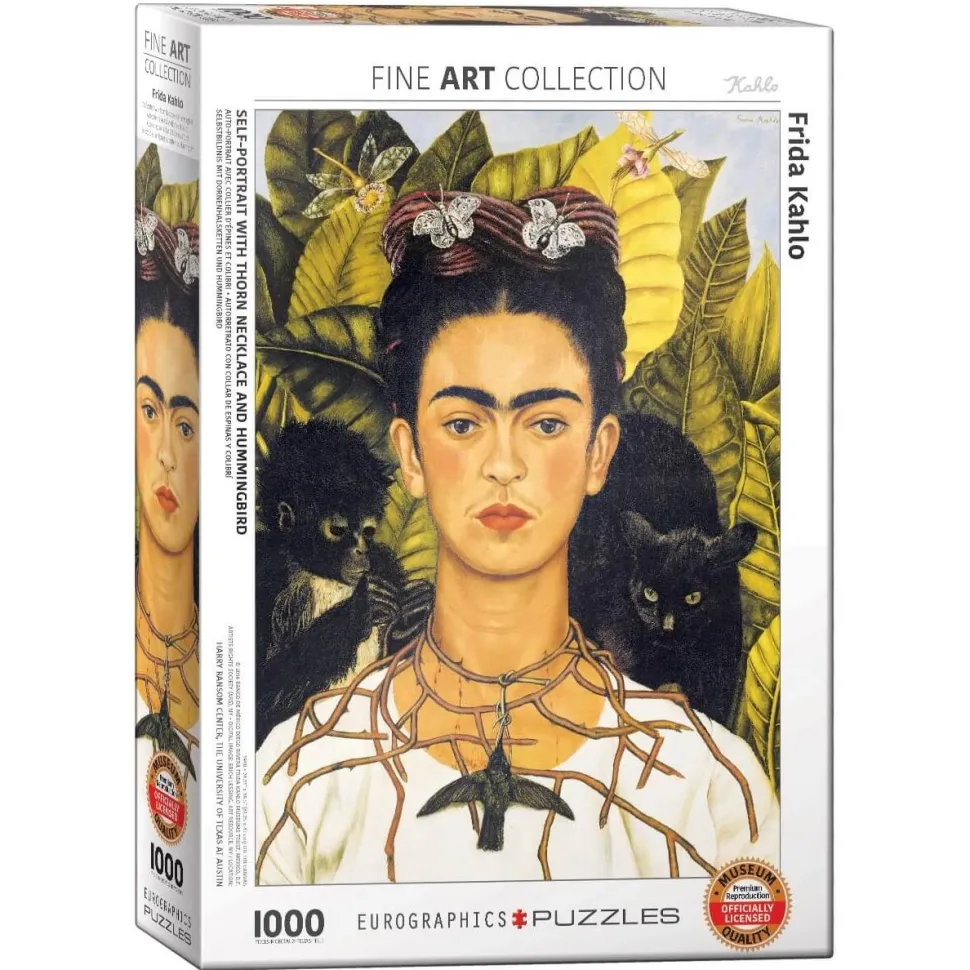 Puzzle 1000 pièces : Frida Kahlo : Autoportait avec collier d'épines et colibri - Eurographics