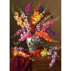 Puzzle 1000 pièces : Glaïeuls dans un vase chinois - Castorland